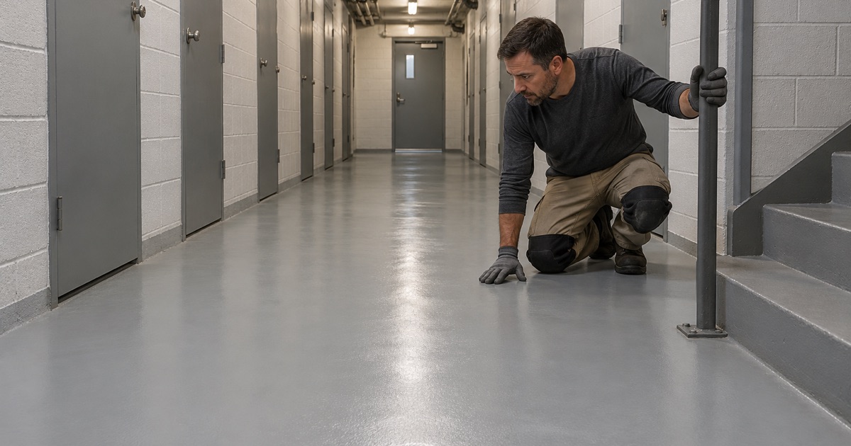A coated basement storage corridor in a Palos Hills condominium building, an association floor